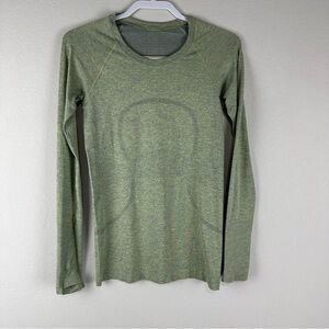 Lululemon Green Gray Long Sleeve Athletic Athleisure Swiftly Tech Top Size 6